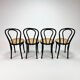 Set of 4 Bentwood and Cane Cafe Dining Chairs, 1990s