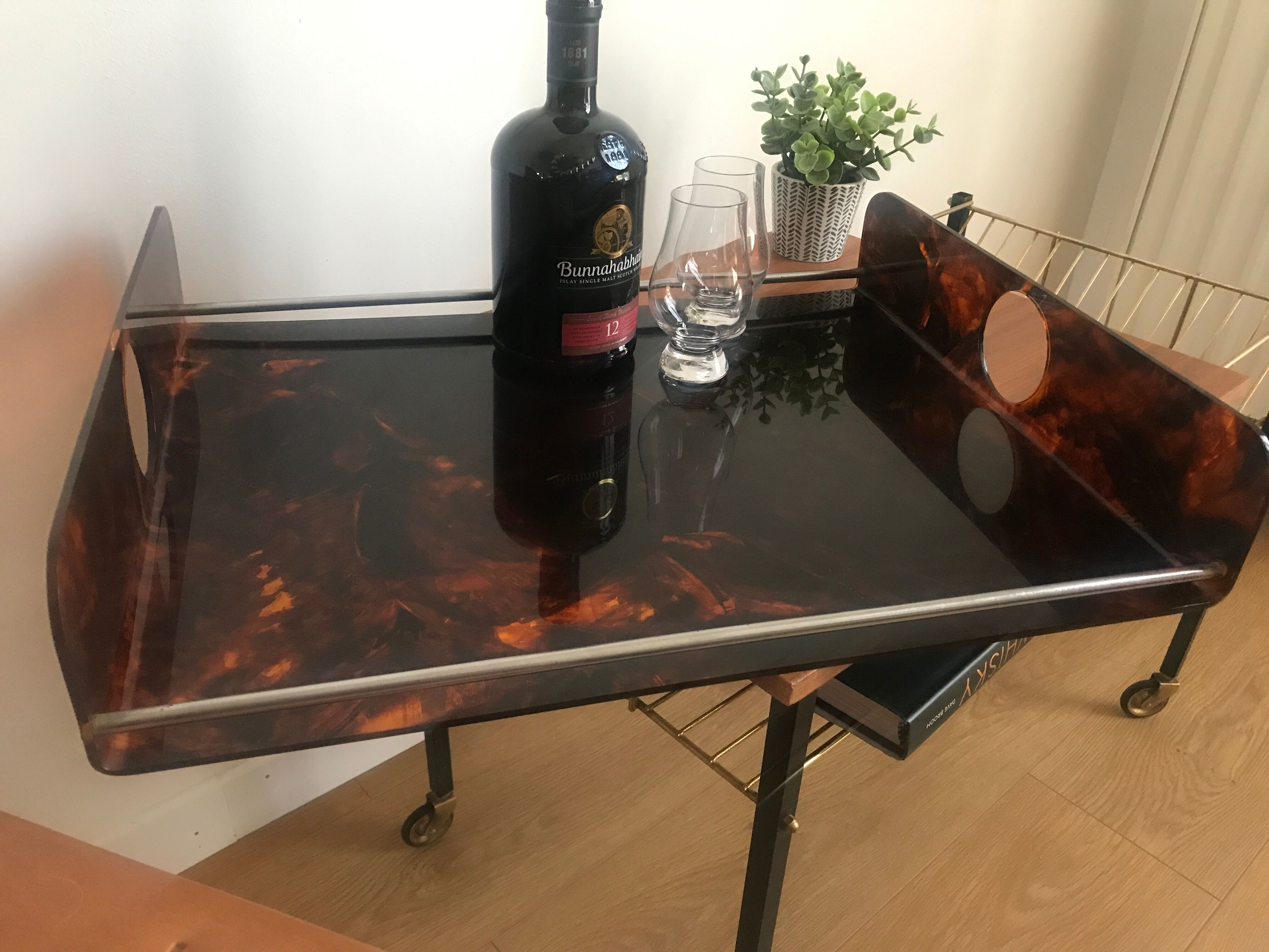Tray in lucite tortoiseshell way circa 1970