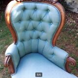 Récamier/Ancienne méridienne style baroque turquoise 1840