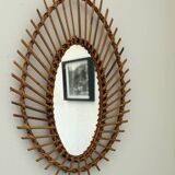 Large antique rattan mirror