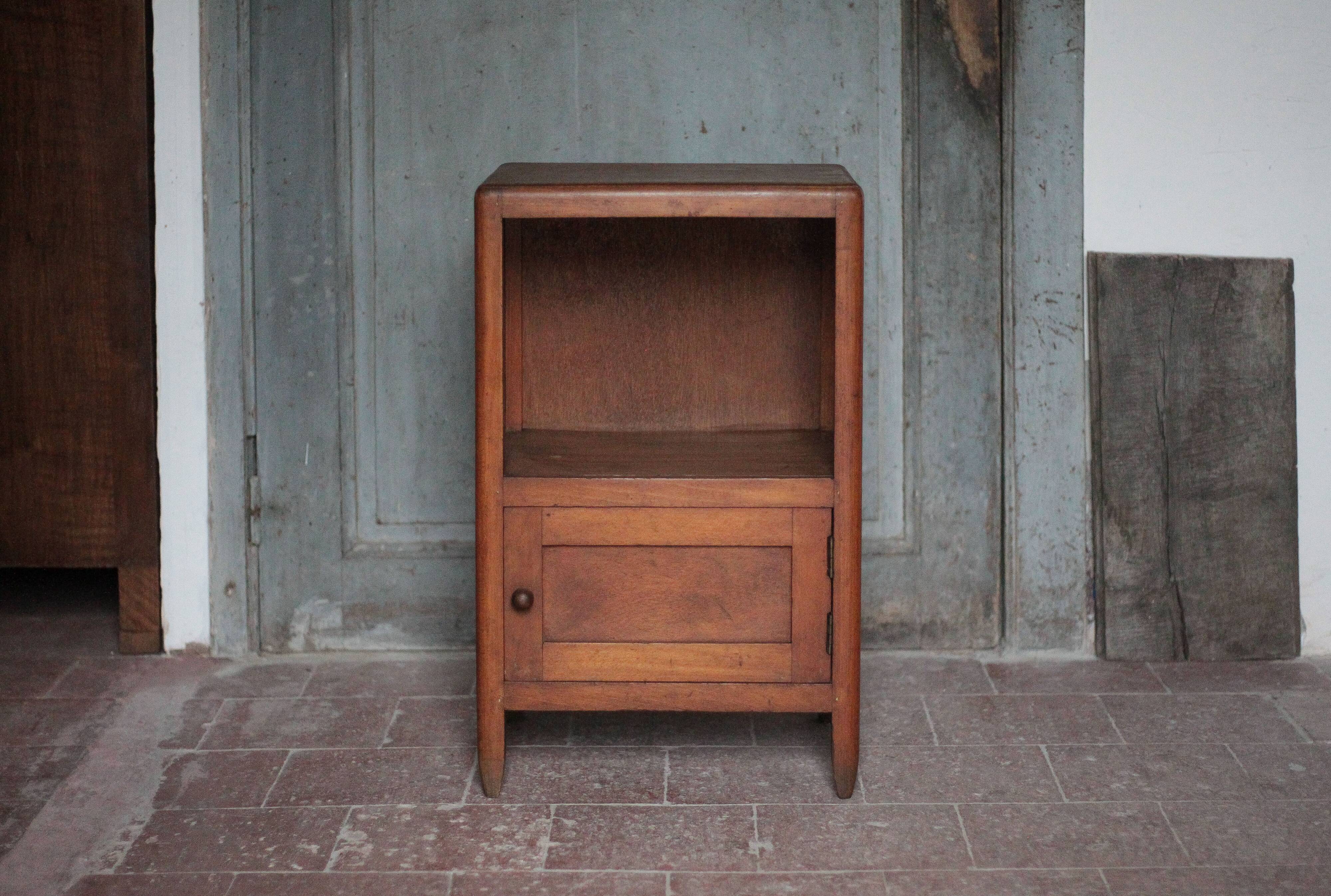 Wooden bedside table with compartment, reconstruction period.