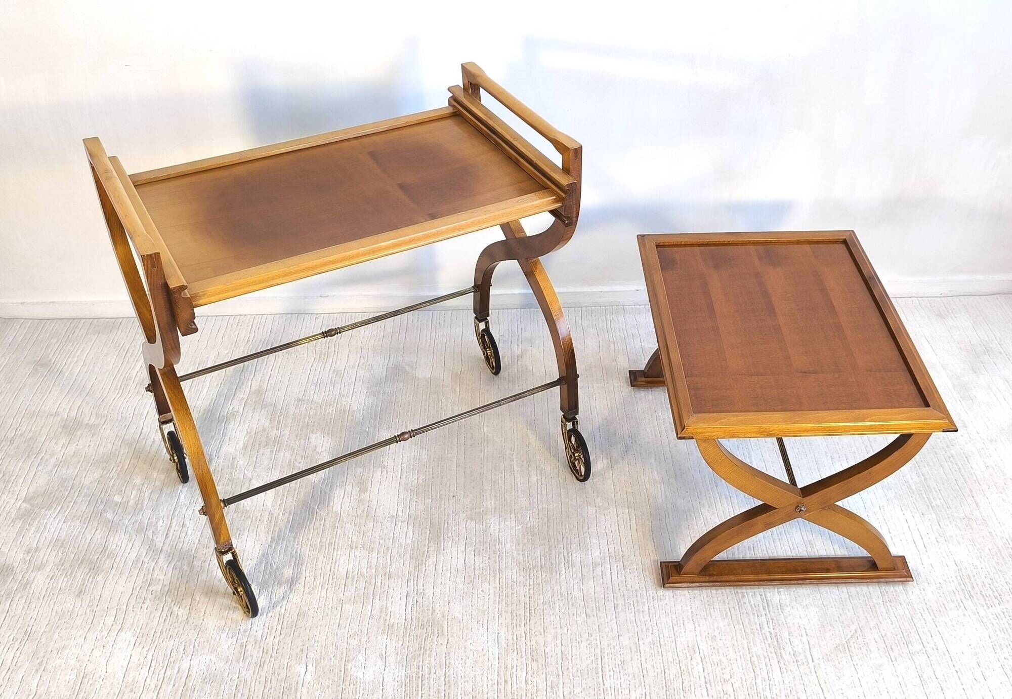 Beautiful pair of vintage teak tables – Serving table - Benoit-Guyot Lyon