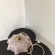 Suspension vintage opaline rose mouchetée et laiton