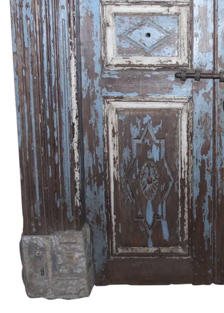 Old Indian door in old teak, original piece and patina