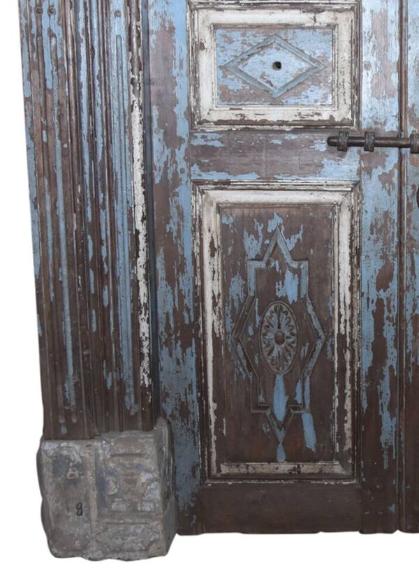 Ancienne porte indienne en vieux teck pièce et patine d'origine