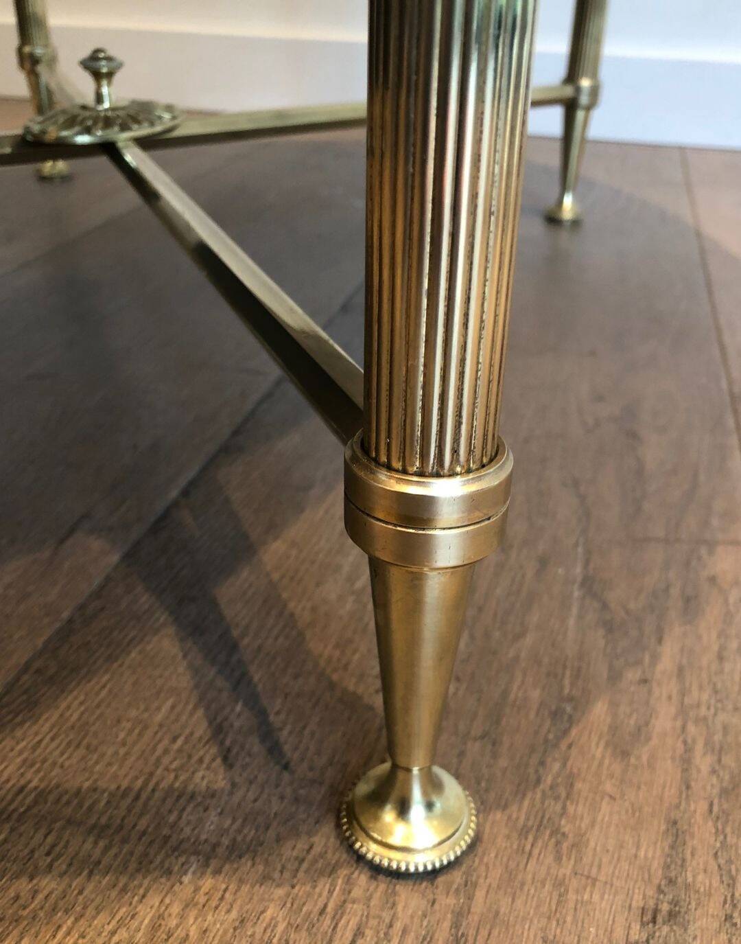 Neoclassical Oval Coffee Table in Brass and Carrara Marble, Janse House
