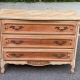 Bibus Louis XV chest of drawers renovated in raw solid wood and marquetry