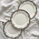 3 vintage black floral frieze dessert plates from Digoin and Sarreguemines