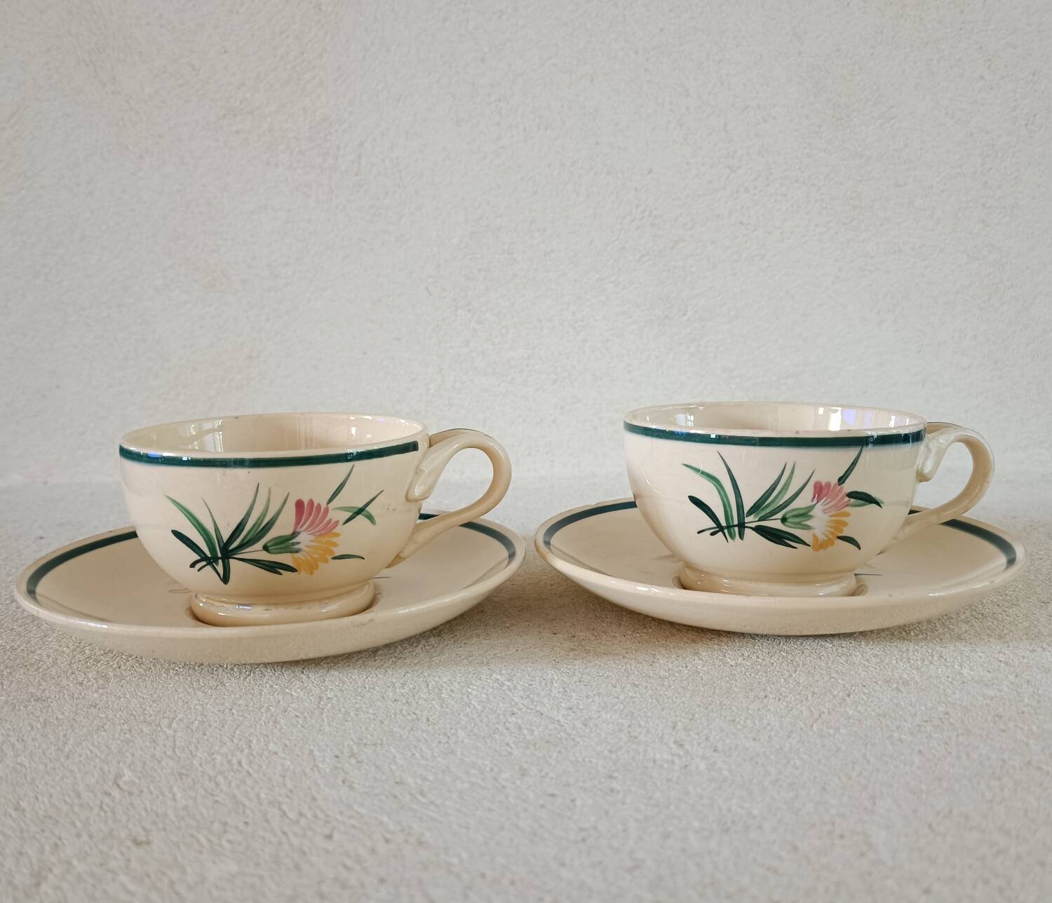 2 Gien tea cups and saucers