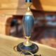 Vintage leather and brass desk lamp Le Tanneur