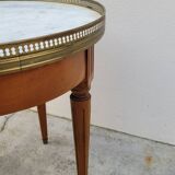 Table basse bouillotte en marbre blanc style Louis xvi ancienne