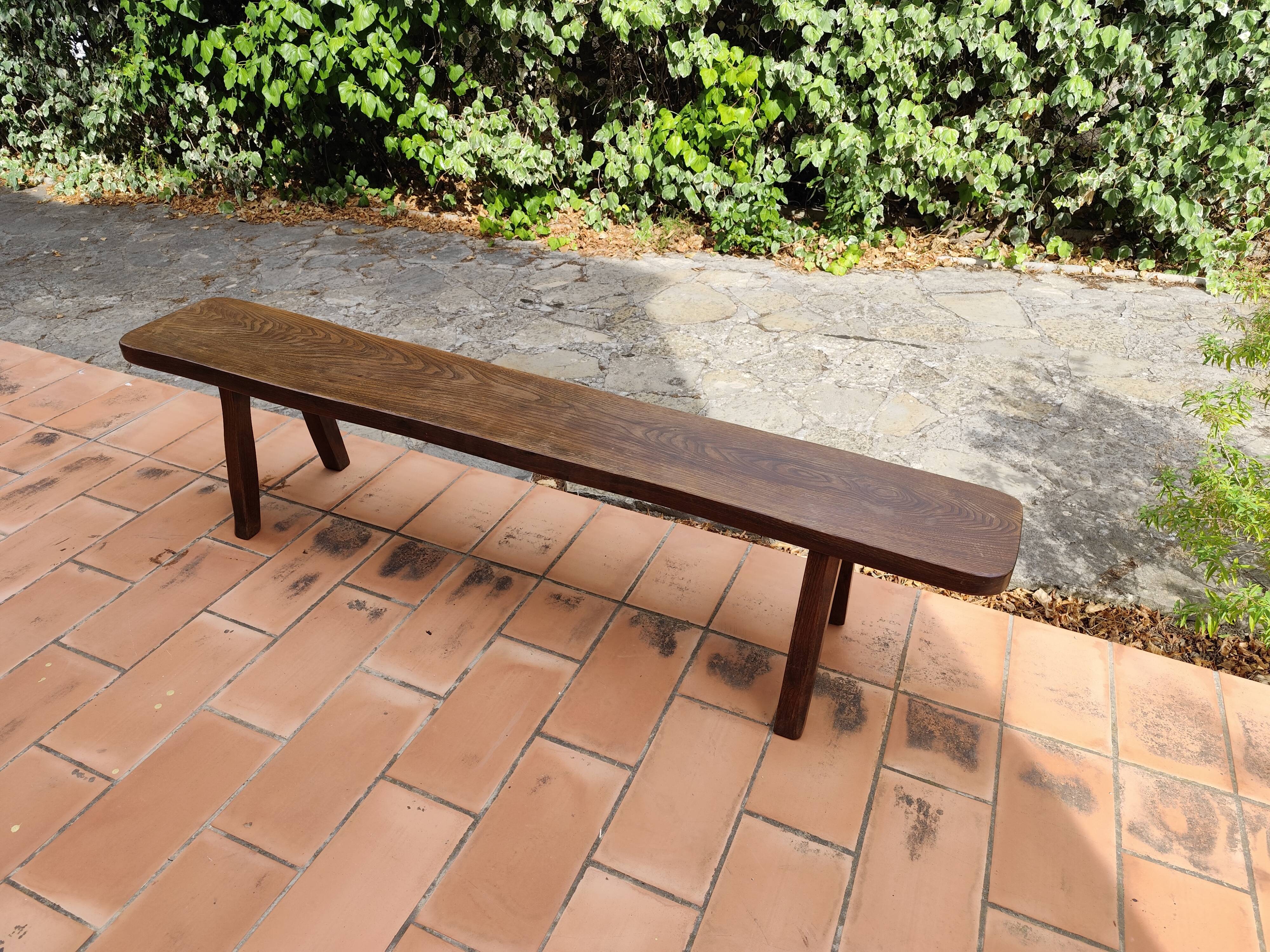 Olavi Hanninen bench solid elm brutalist vintage 1950