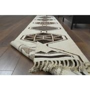 1970s Vintage Turkish Hand-Knotted Wool Cotton Beige Runner Rug 81x388