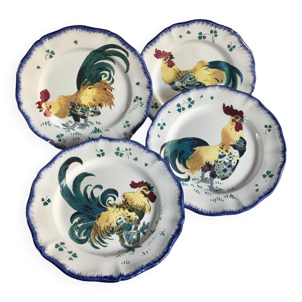 assiettes plates Les Coqs Luneville différents coqs