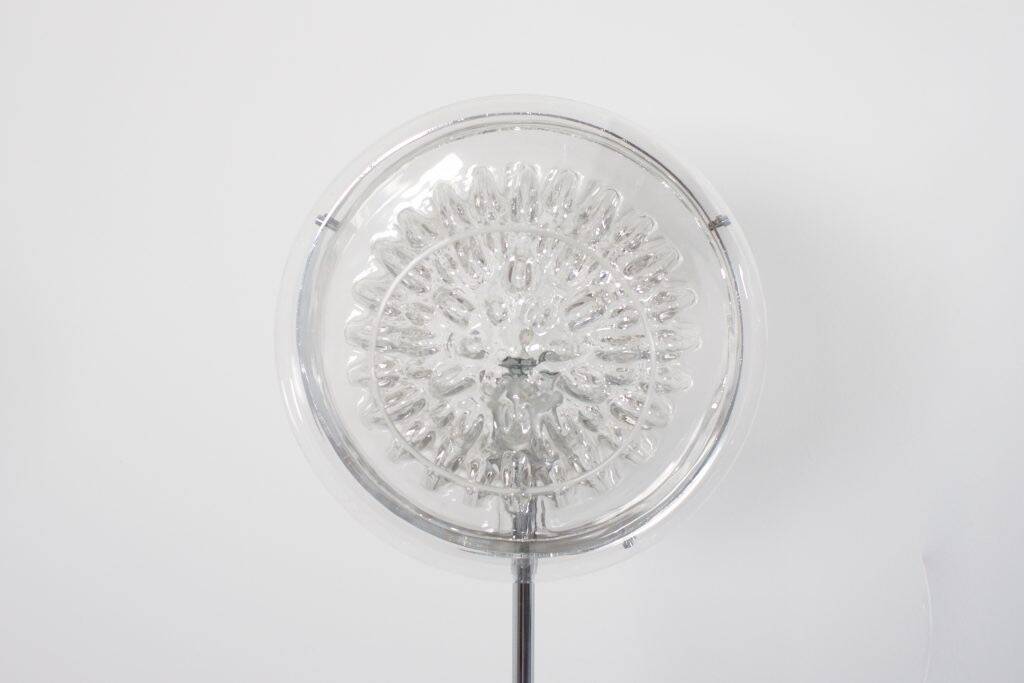 Vintage Italian ‘Eye’ Floor Lamp, Chrome, Murano Glass and Marble, 1970s