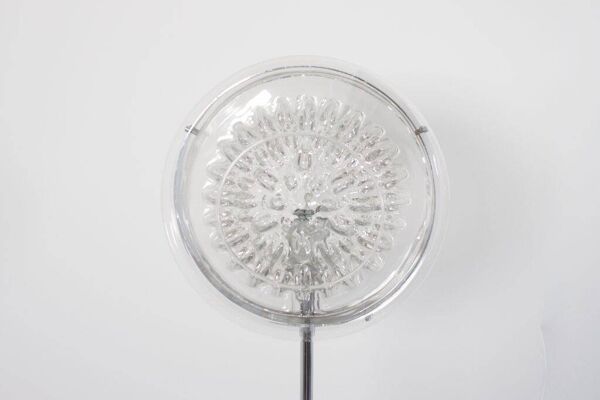 Lampadaire vintage italien ''eye'' en chrome, verre de Murano et marbre, 1970s