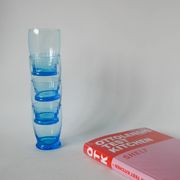 set of 4 art deco turquoise water glasses 1930