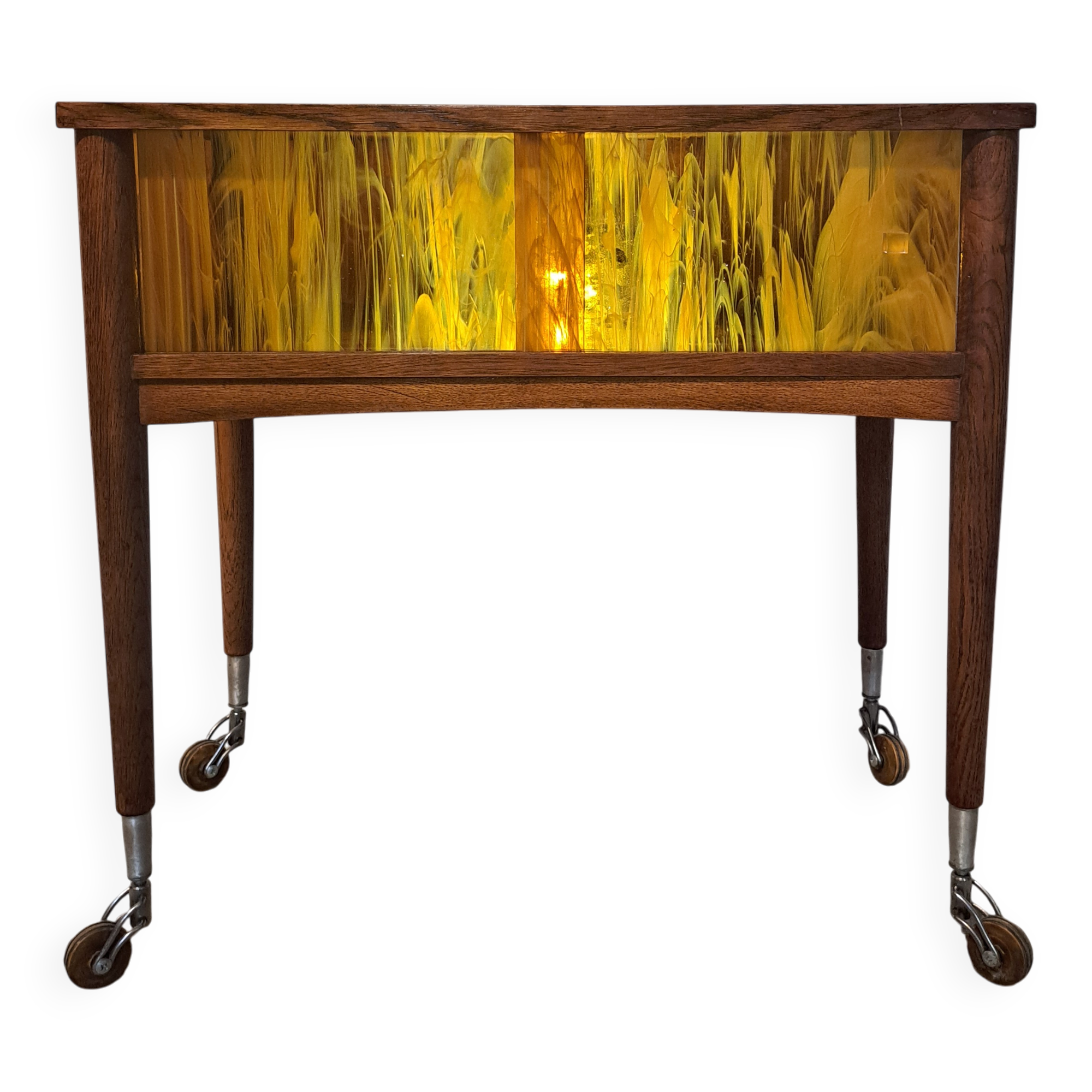 A unique mobile wooden table from the 1970s.