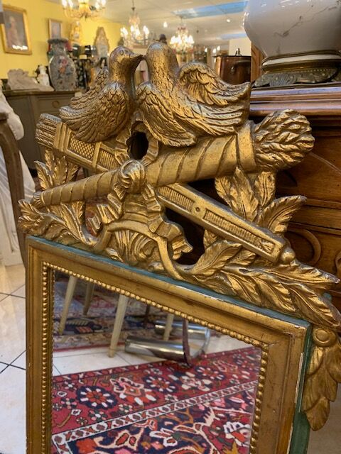 Miroir doré et vert en bois