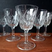 6 large champagne glasses vmc reims "champagne" pattern vintage france