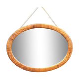 Vintage oval wicker mirror