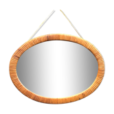 Miroir ovale vintage en osier