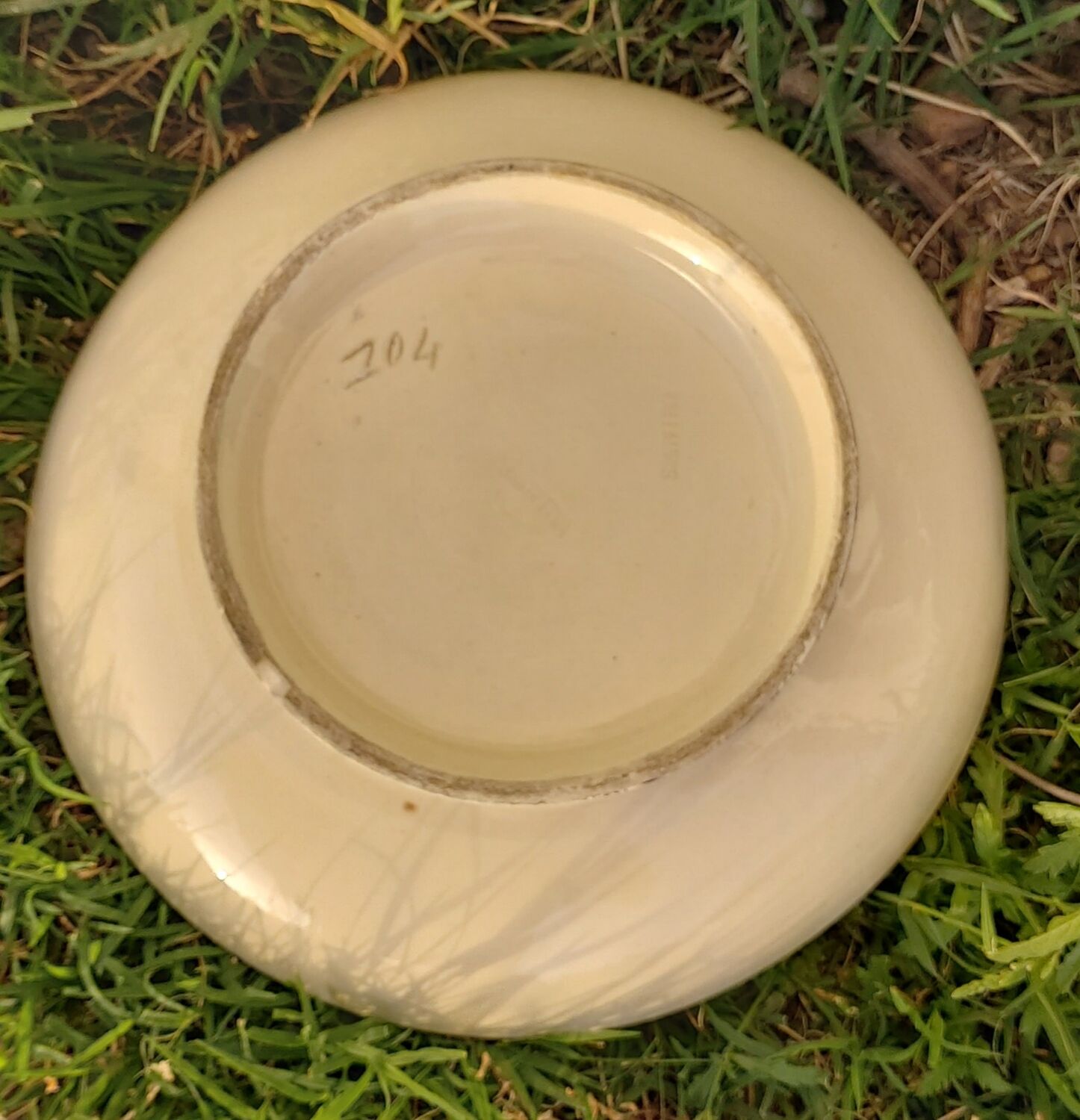 Vallauris flat Stamped numbered enamelled ?decoration of flowers