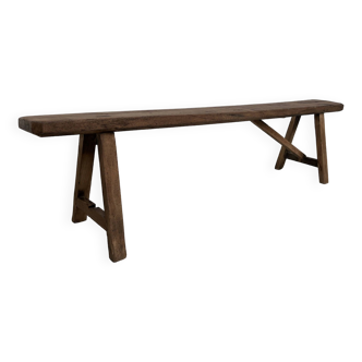 Old restored farm bench, in solid oak