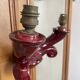 Art Deco burgundy red ceramic wall lamp