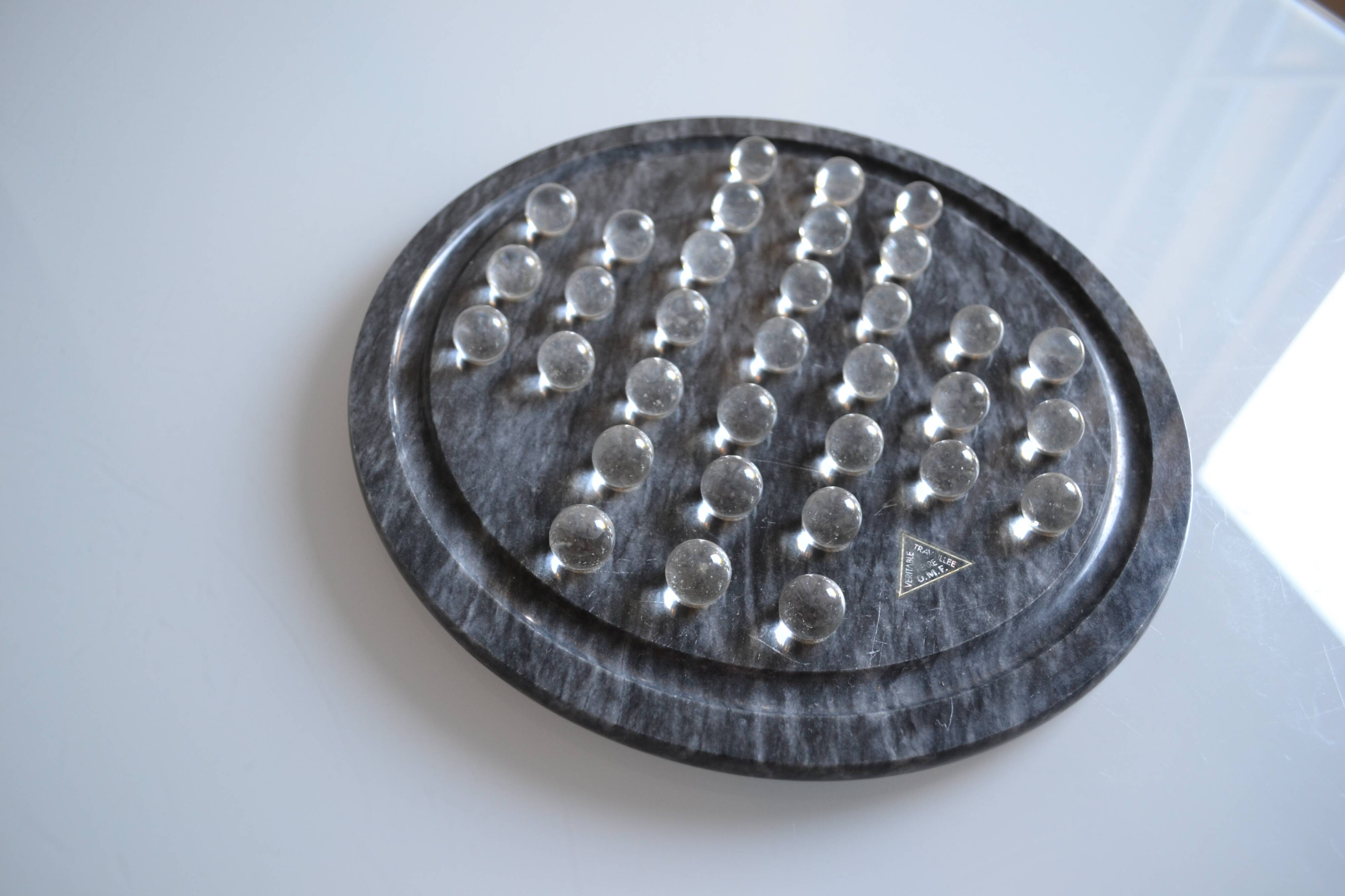 vintage marble and glass solitaire game