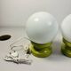 Lot of 2 Oval Table Lamps Wood Space Age Vintage 70s Italy