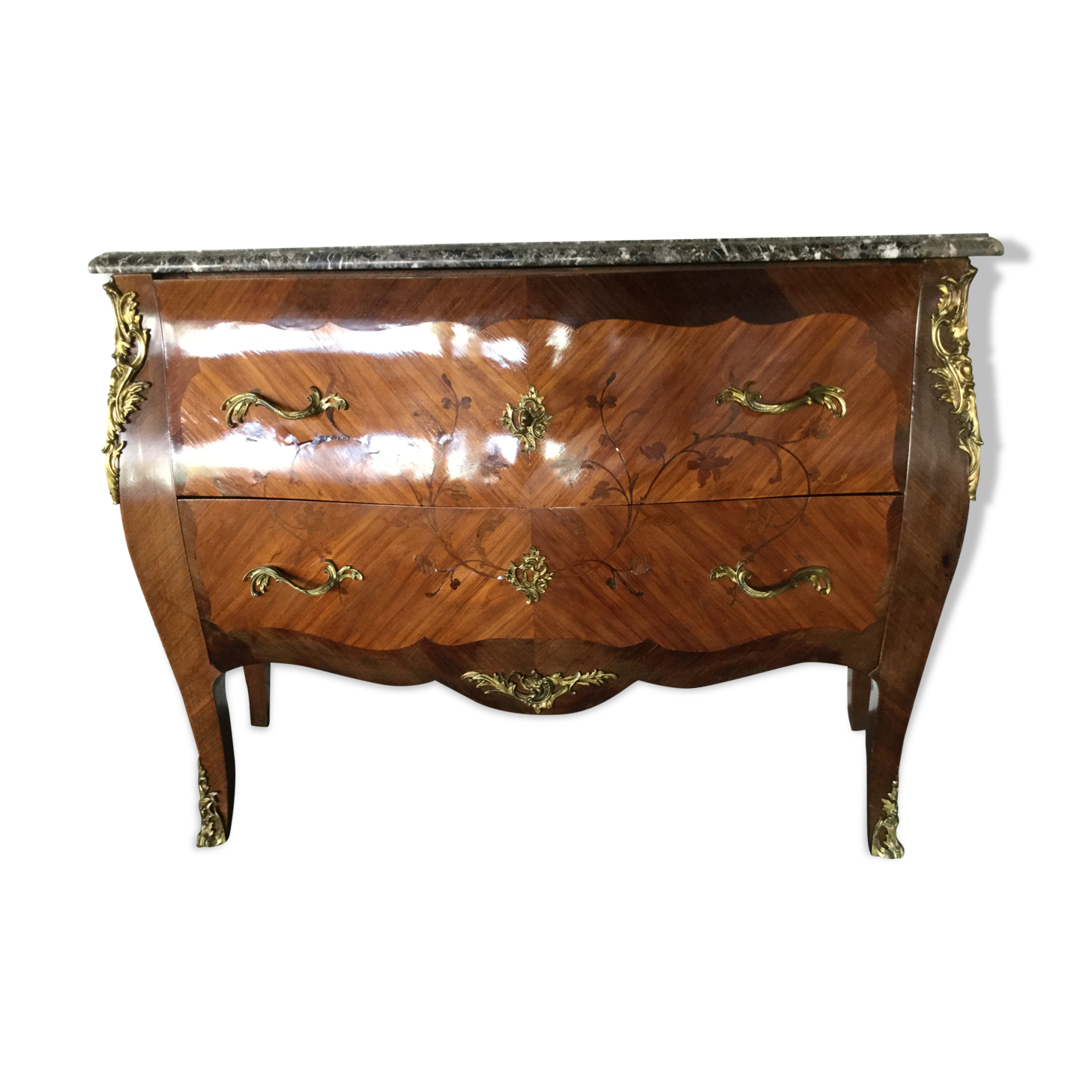 Louis XV-style chest of drawers  in rosewood marquetry