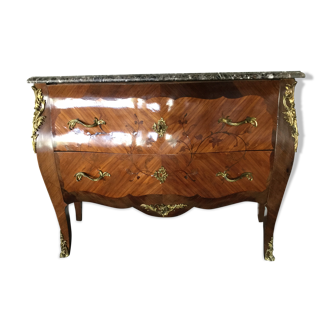 Louis XV-style chest of drawers  in rosewood marquetry
