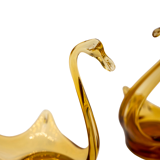 Pair of amber glass swans