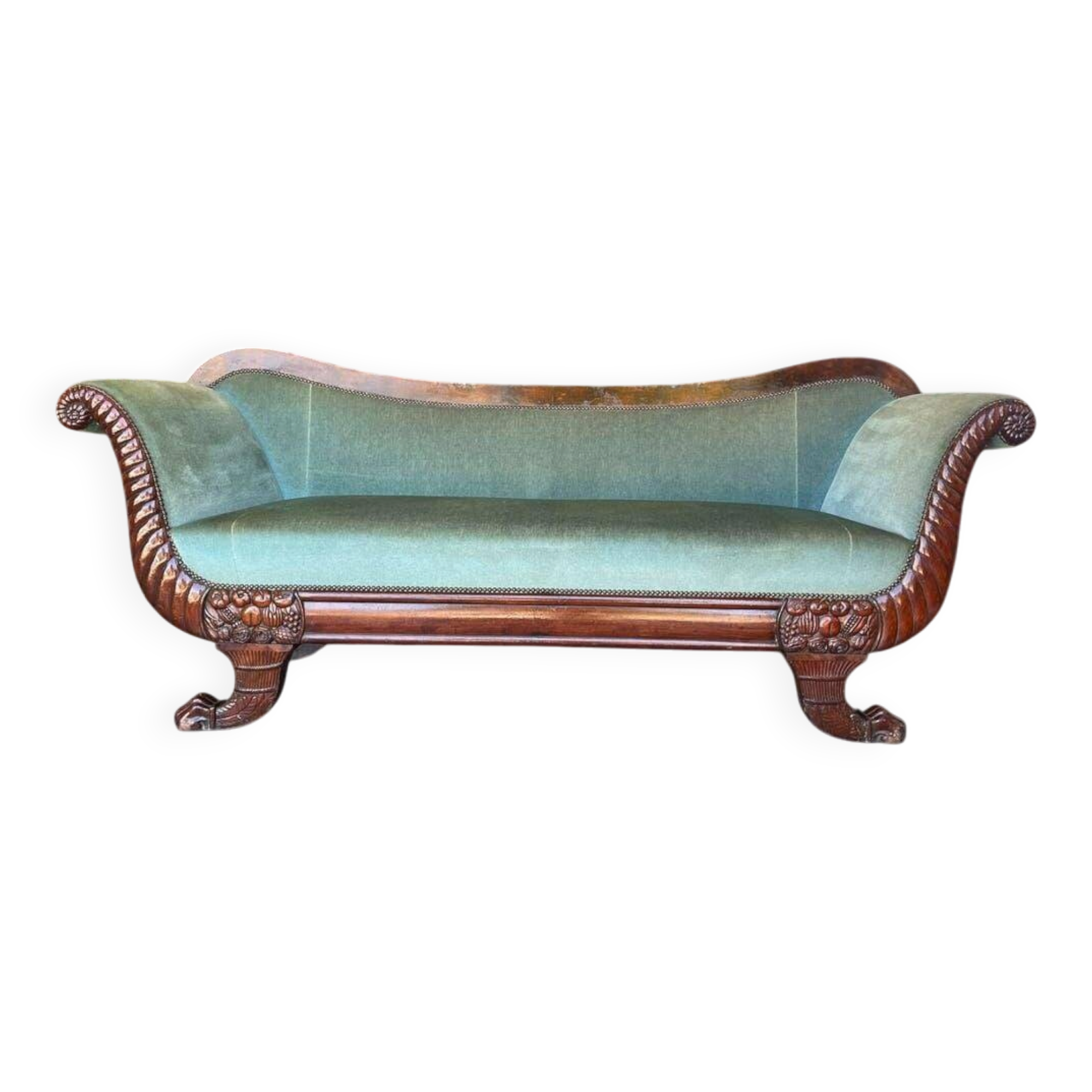 Fauteuil baroque vintage vert d'eau / Biedermeier / canapé