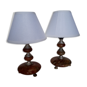 Duo de lampes de chevet en marbre 1970