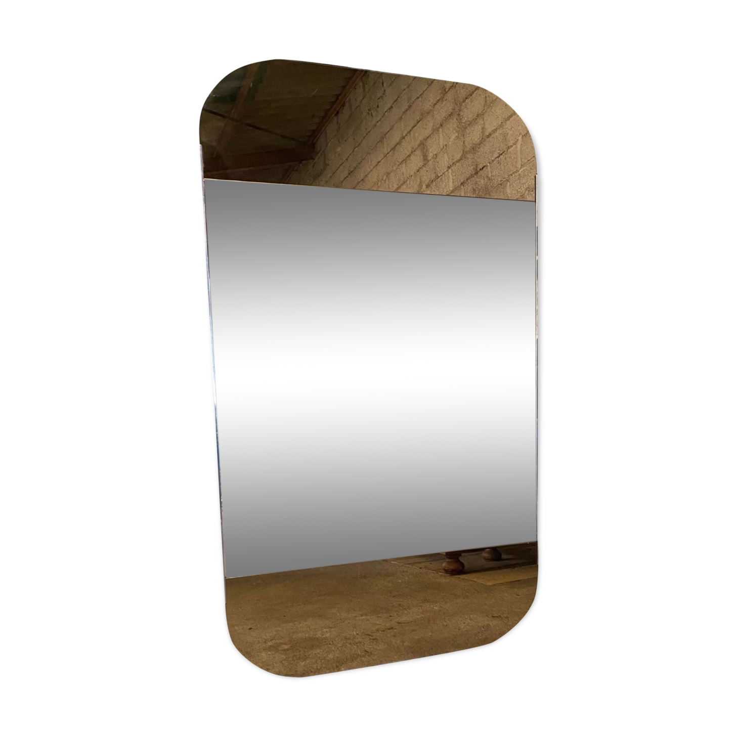 Smoked glass triptych mirror