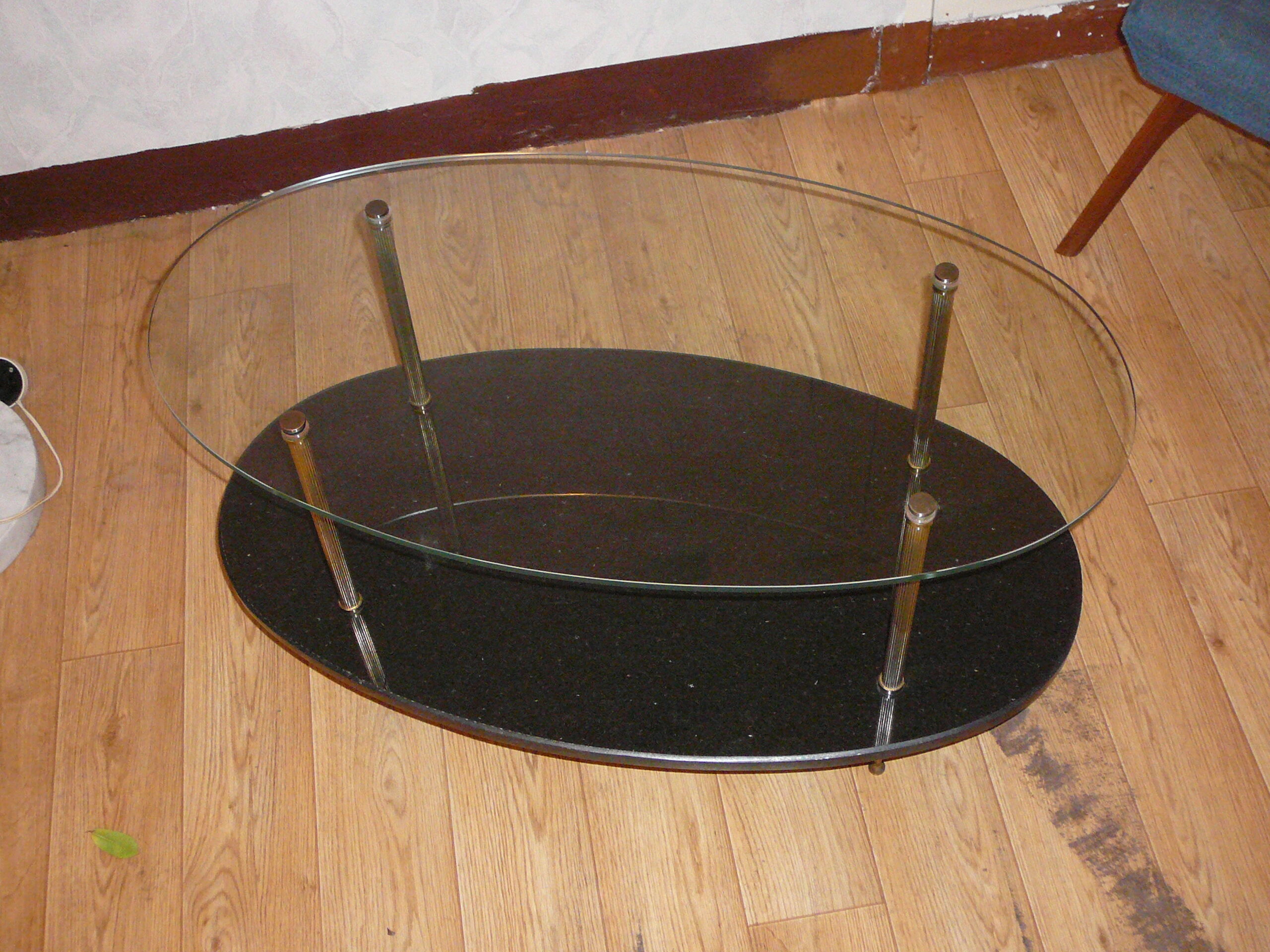 Marble and brass glass coffee table