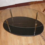 Marble and brass glass coffee table