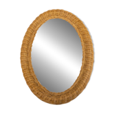 Oval wicker mirror
