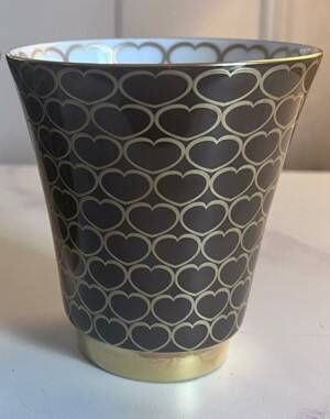 HAVILAND Limoges porcelain Gold & White Vase pot ONZE DE COEUR hand-decorated