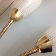 Double fire wall lamp in brass and glass cornet years 50/60