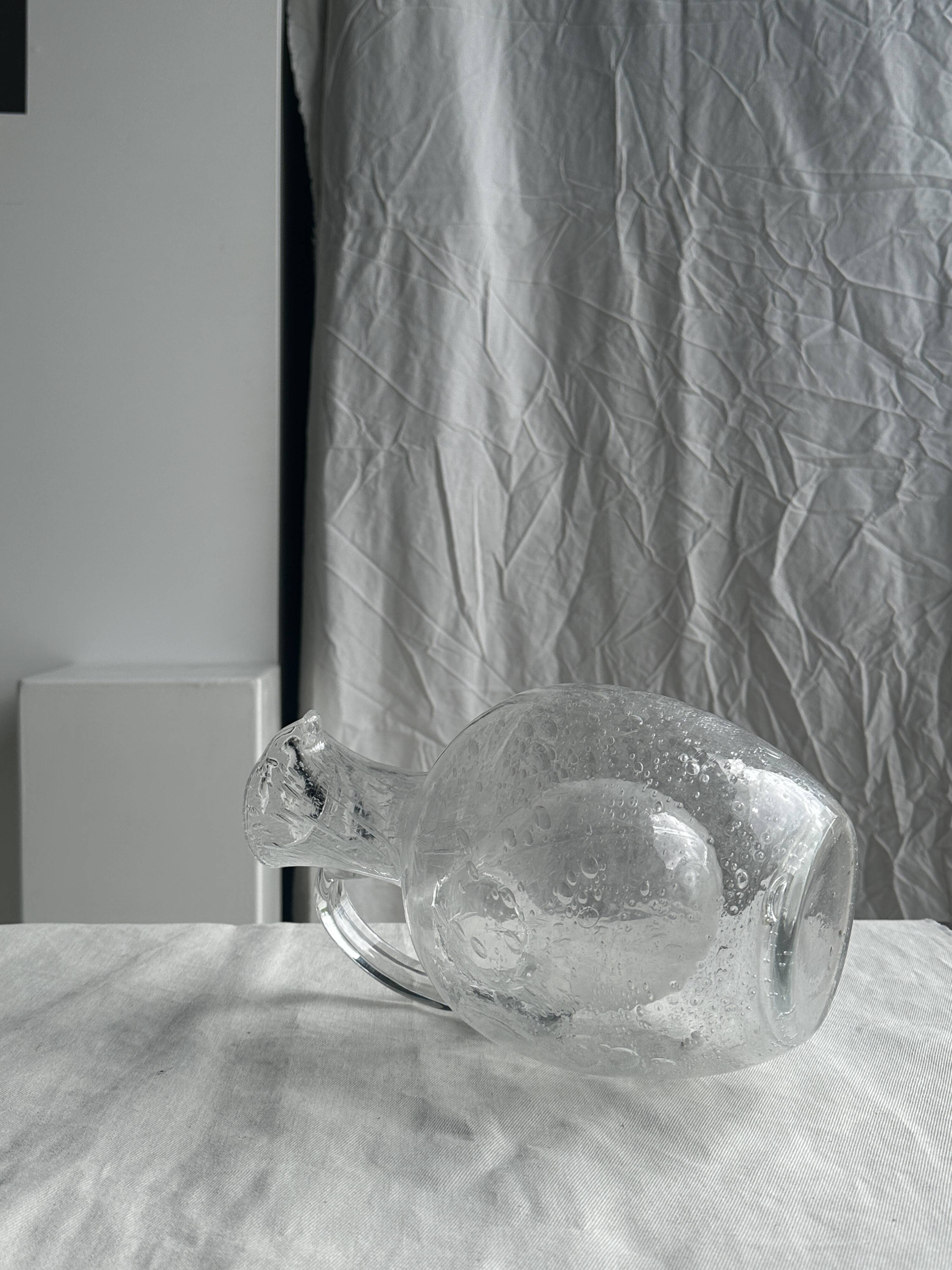 Large blown glass carafe with ice cube compartment Biot