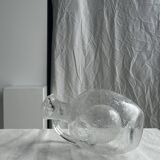Large blown glass carafe with ice cube compartment Biot