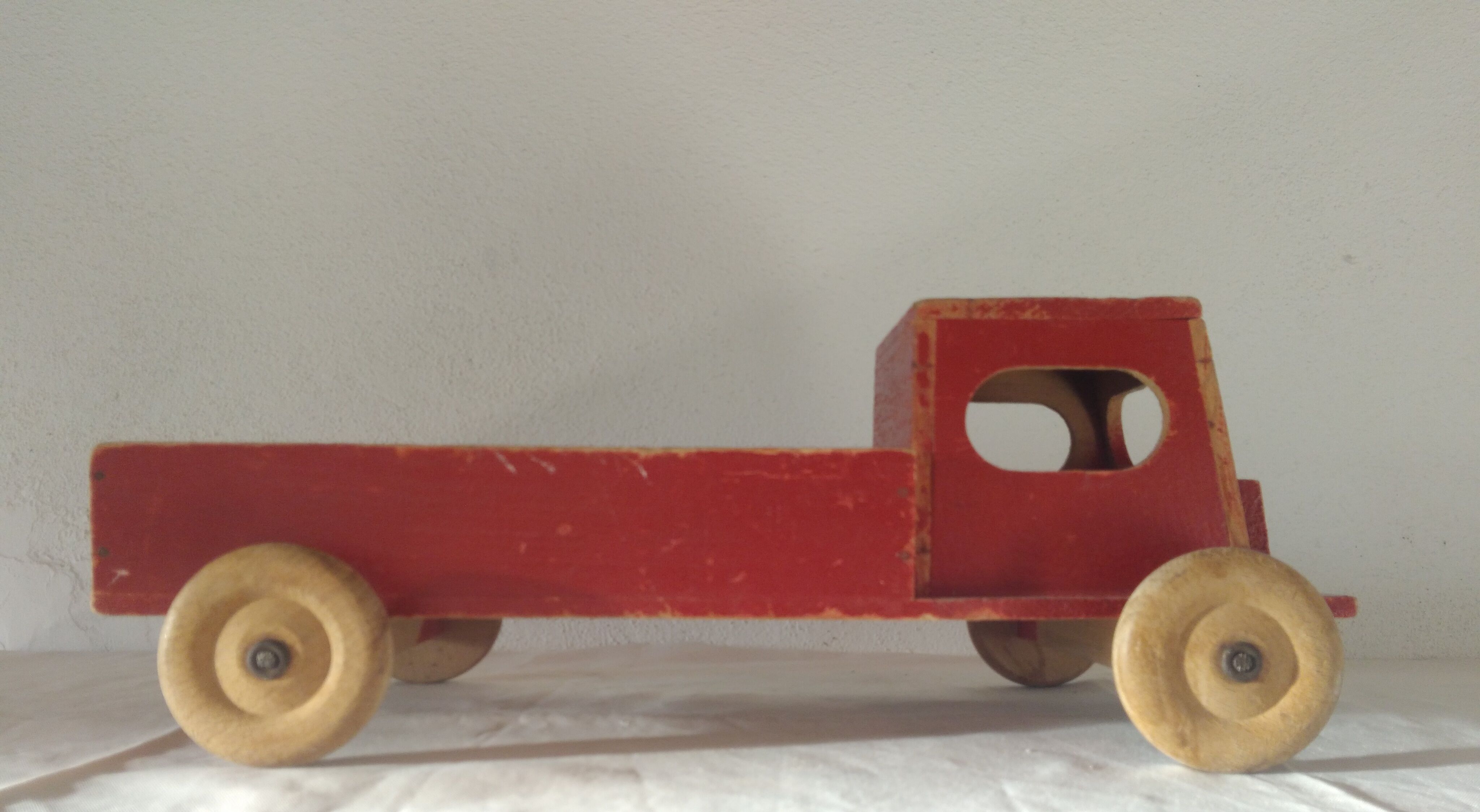 Old wooden toy van car