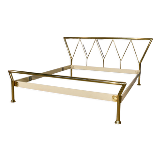 Double bed frame in brass lipparini 1970