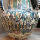 Antique painted glazed earthenware jar FEZ Morocco 19th century