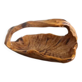 Hand-carved wooden empty pocket basket vintage French