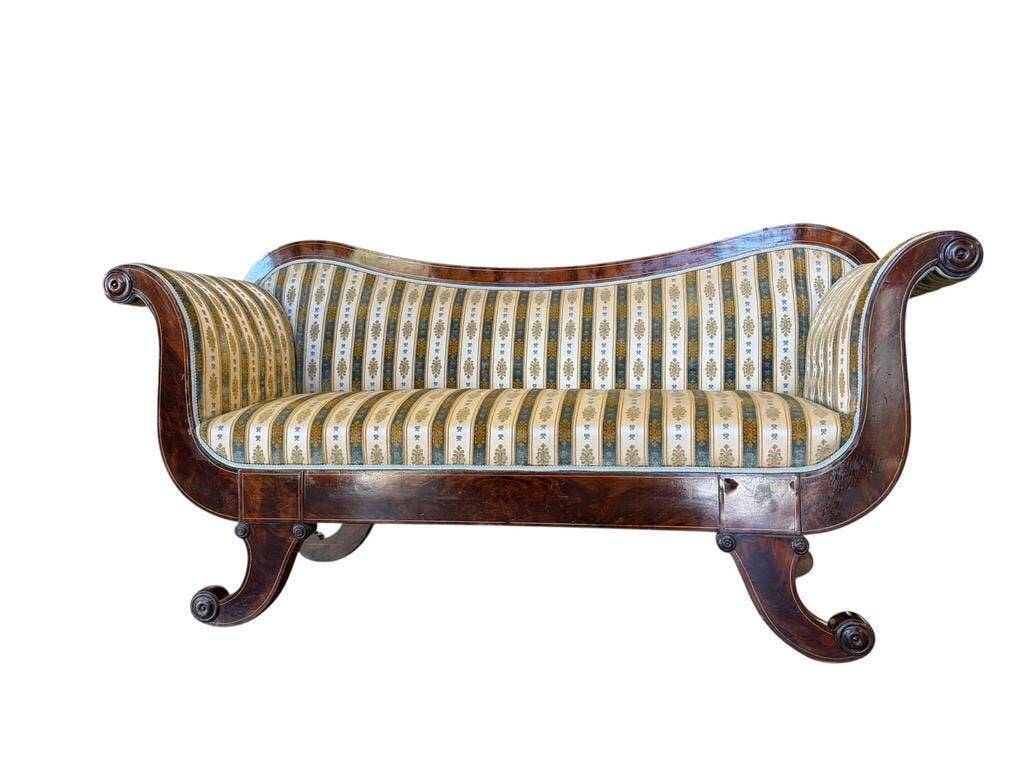 Vintage striped ecru baroque sofa / two-seater sofa