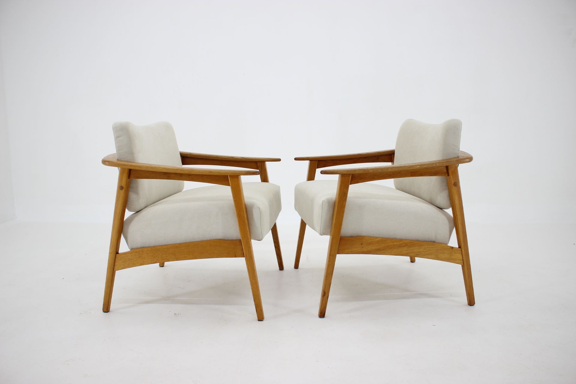1960s Pair of Oak Armchairs, Czechoslovakia